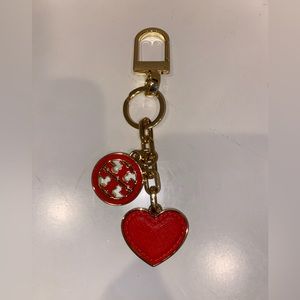 Tory Burch Logo Red Heart Key Fob Ring